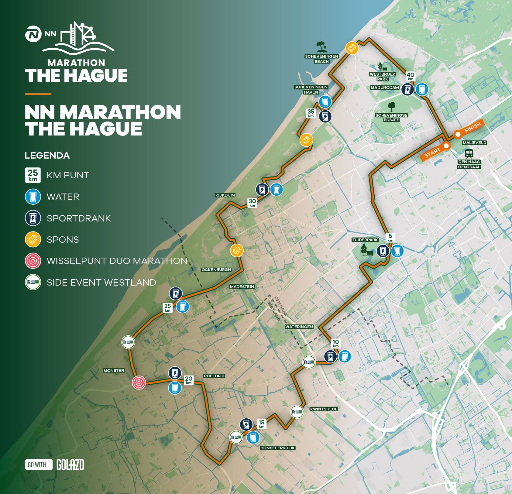 Het parcours van de eerste Marathon The Hague